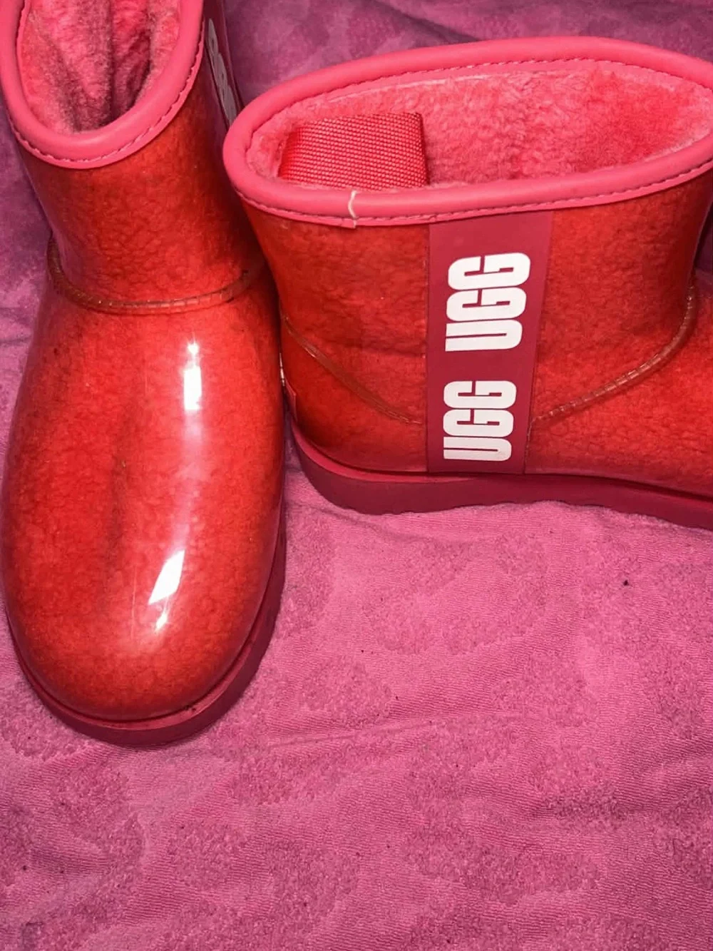 UGG Kids Glossy Coral Pink Short Boot